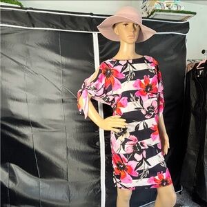 Vince Camuto Black and Pink Floral Mini Dress